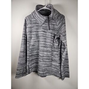 Avalanche Women's Gray Fleece Sweatshirt Funnel Neck Buttons Thumb Holes SZ M